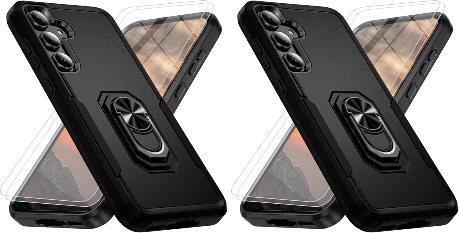 Samsung Galaxy S25 FE Phone Case with Tempered Glass Screen Protector and Heavy-Duty Shockproof Kickstand