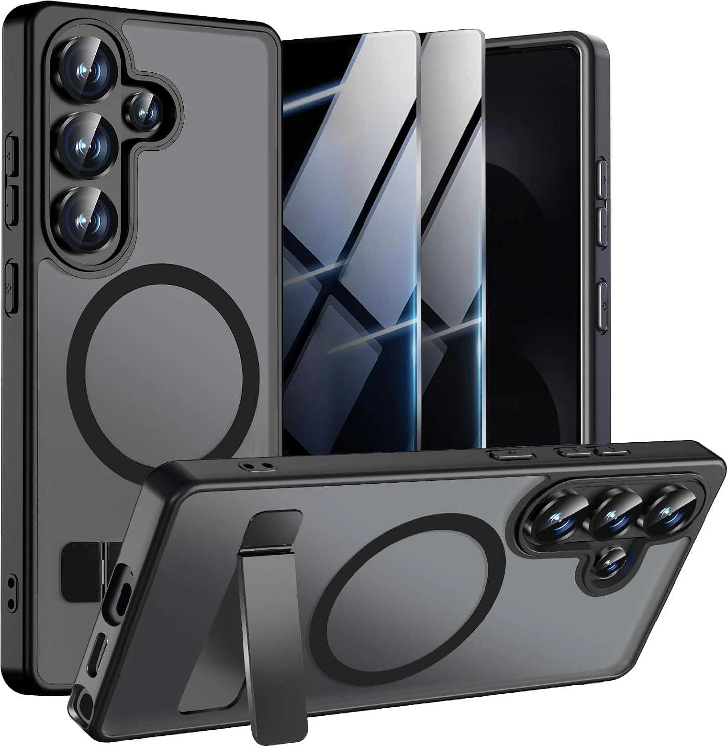 Samsung Galaxy S26 Magnetic Phone Case with Stand and 2X Privacy Screen Protectors [Compatible with MagSafe] (Black)