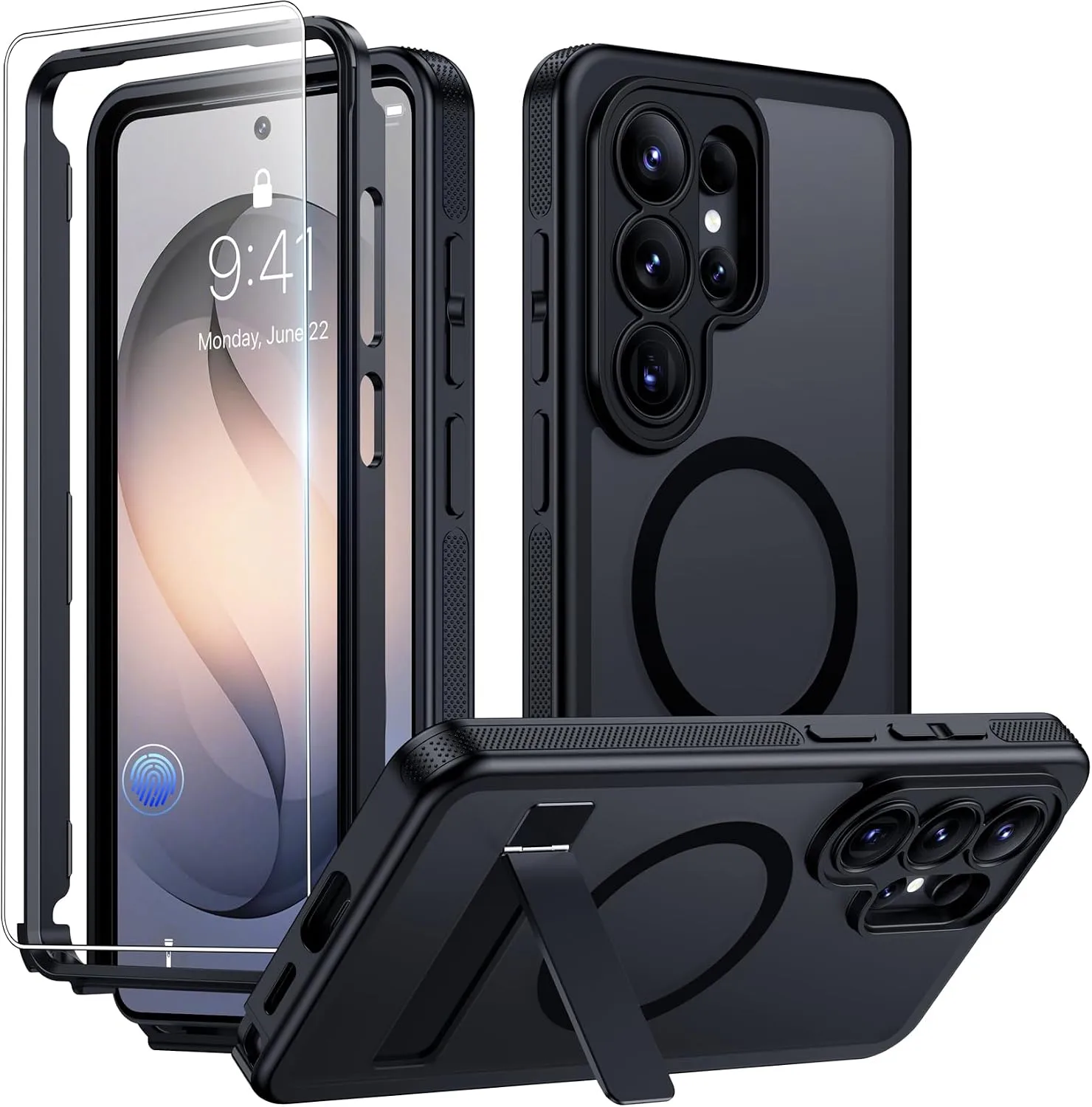 Samsung Galaxy S26 Ultra Case with Kickstand and Glass Screen Protector [Compatible with MagSafe]